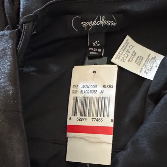 Speechless Bodycon Black With Embroidered Roses Lace-up Back Dress XS NWT - Picture 8 of 9